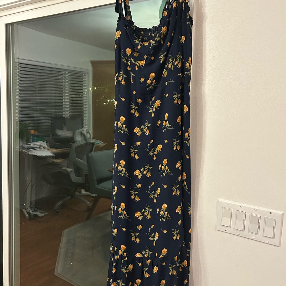 Reformation Blue Spaghetti Strap Sleeveless Maxi Sundress